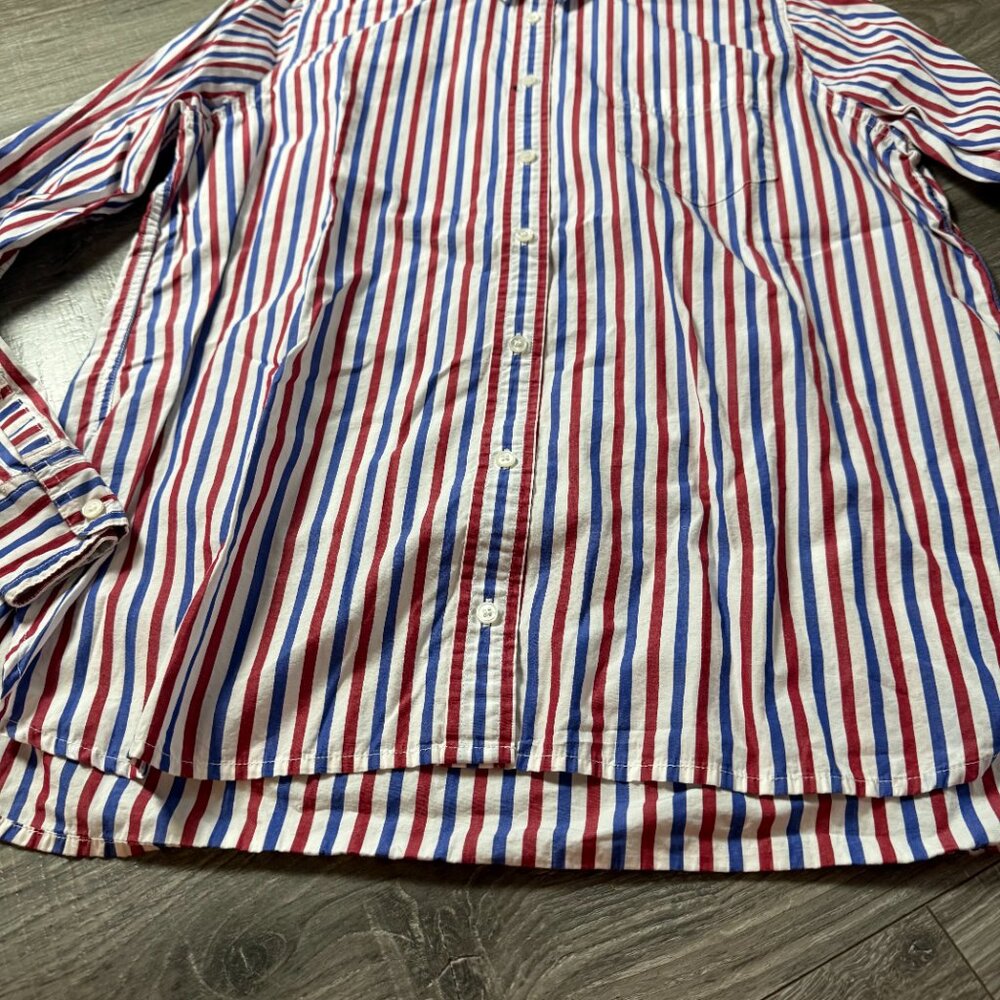 J. Crew Classic Fit Boy Shirt Trifecta Stripe Button Front Top Women Size 14 - Picture 2 of 6